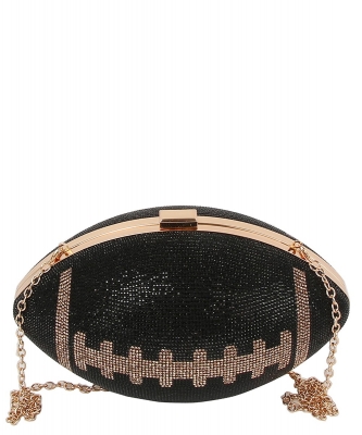Rhinestone Bling Football Clutch LGZ036 BLACK